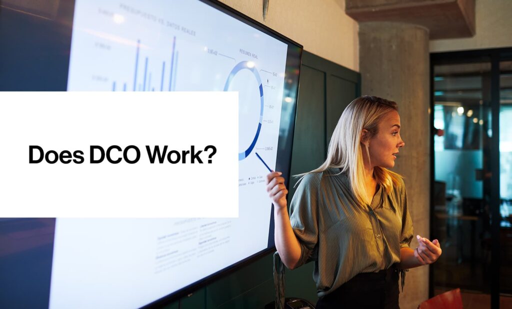 Woman at whiteboard explaining how DCO works